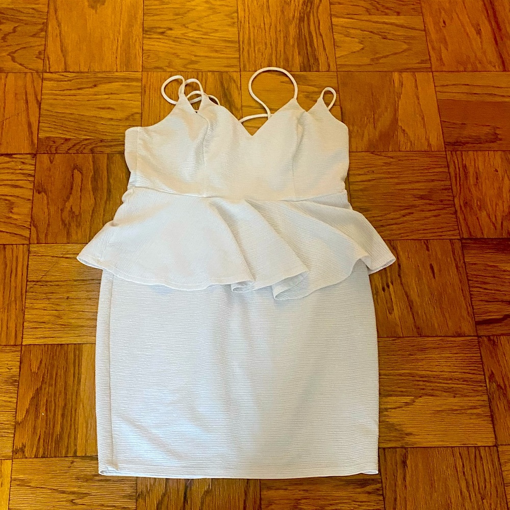 White peplum bodycon dress